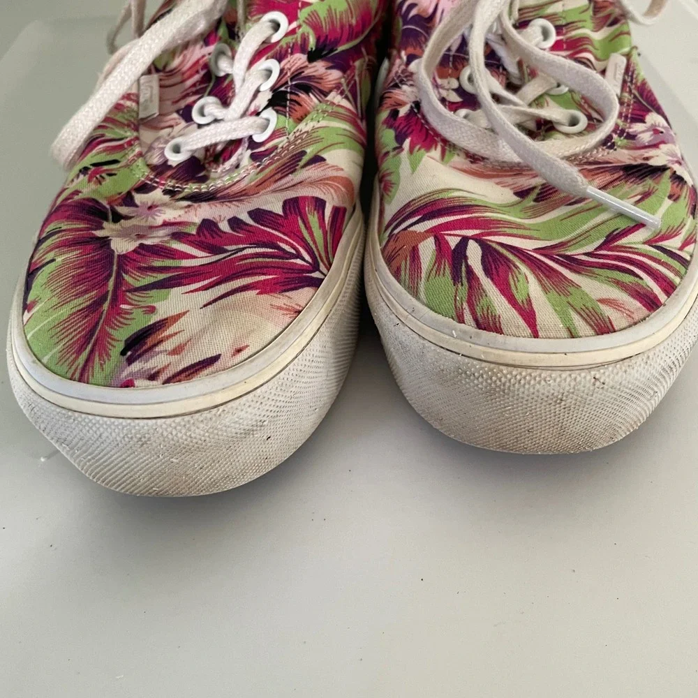 Vans tropical shoes Size 9.5 Classic Lace Up Hibiscus Palm Leaves Purple Pink - Picture 9 of 11